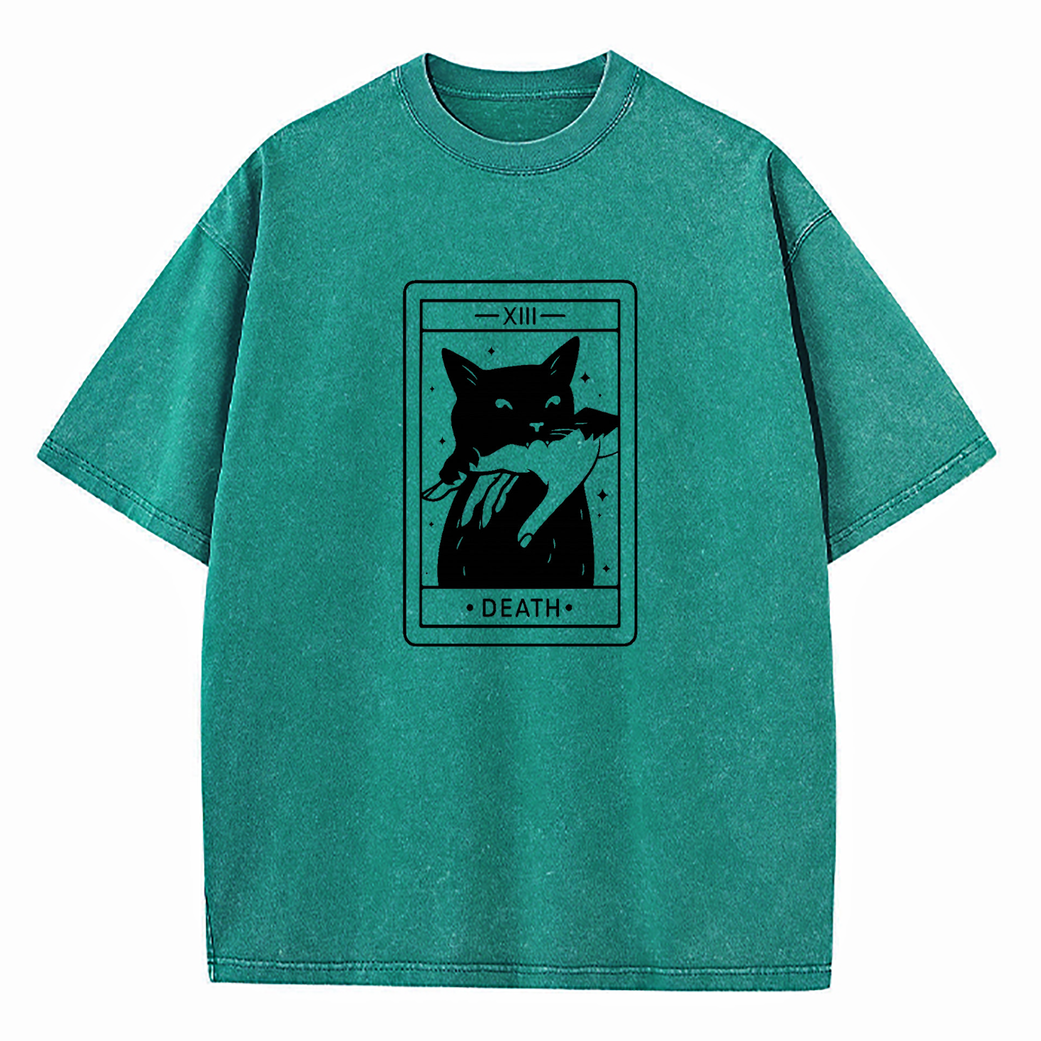 Tarot Death Cat Tarot Washed T-Shirt