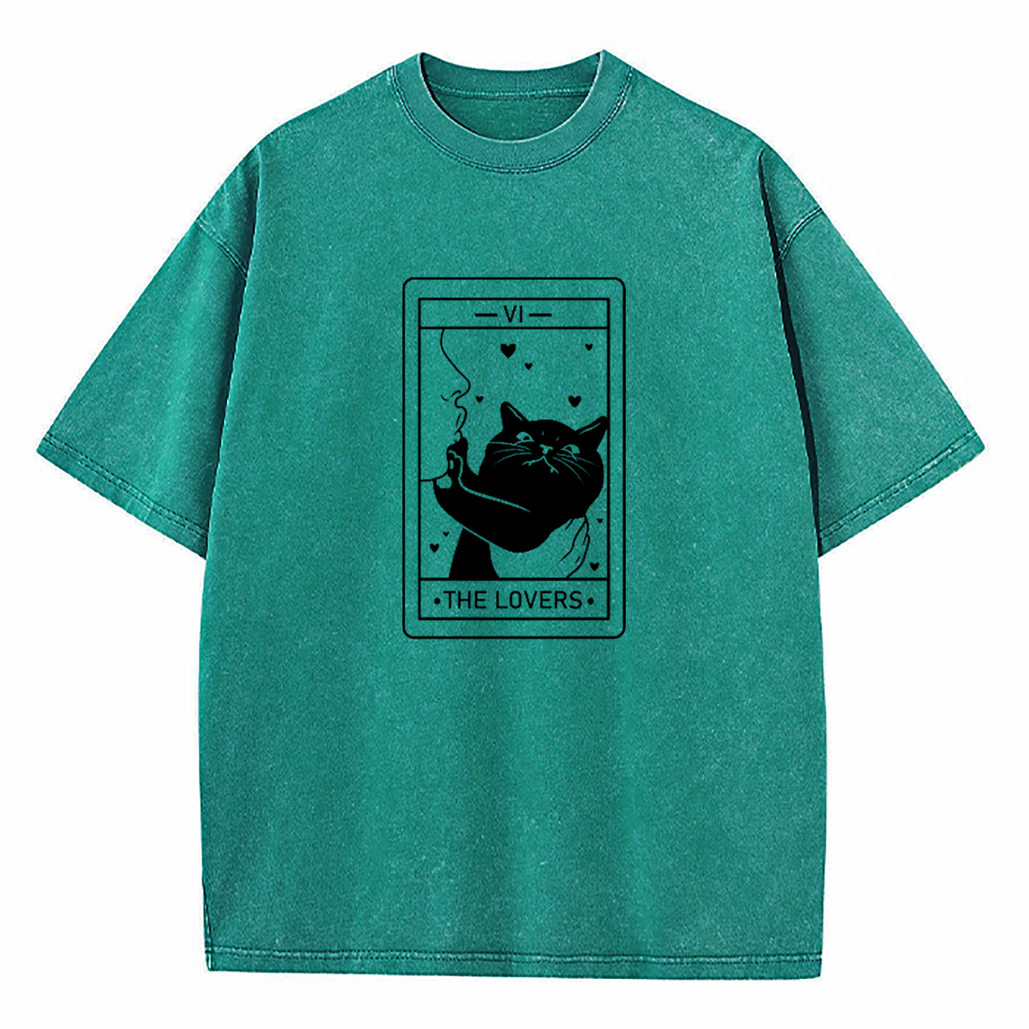 The Lovers Cat Tarot Washed T-Shirt