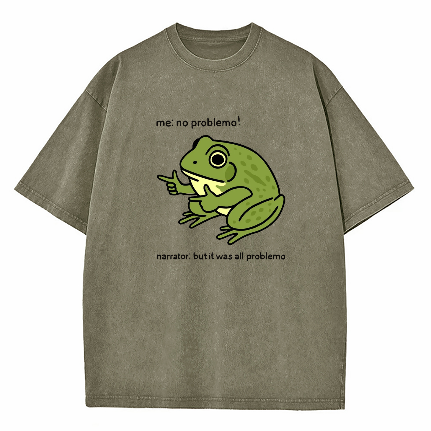 Funny Frog Me No Problemo Narrator Washed T-Shirt