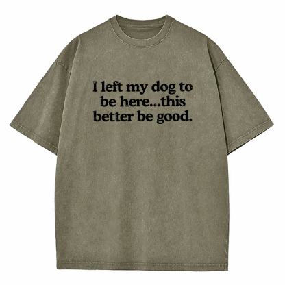 I Left My Dog To Be Here This Better Be Good Washed T-Shirt