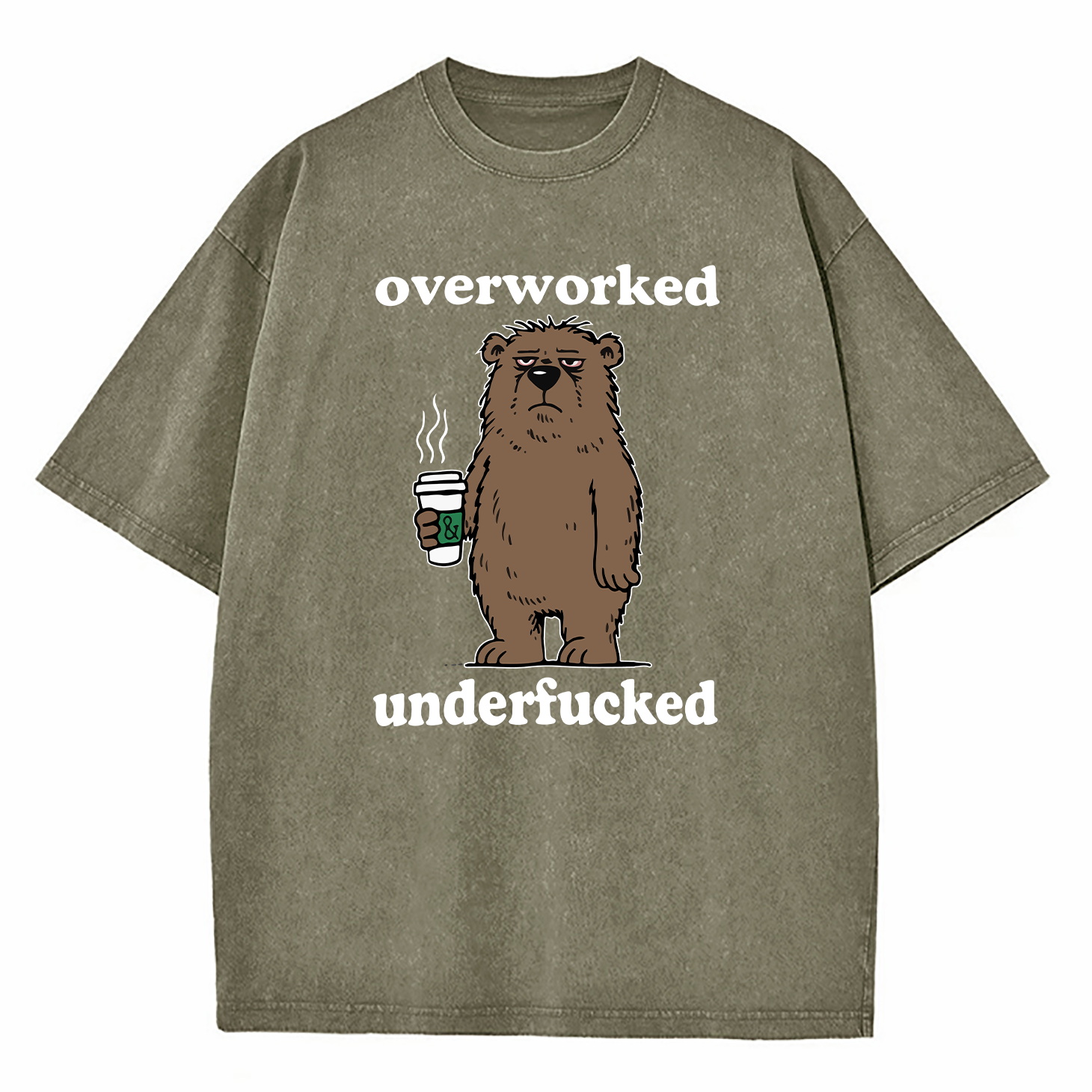 Bear Overworked Underfucked Washed T-Shirt