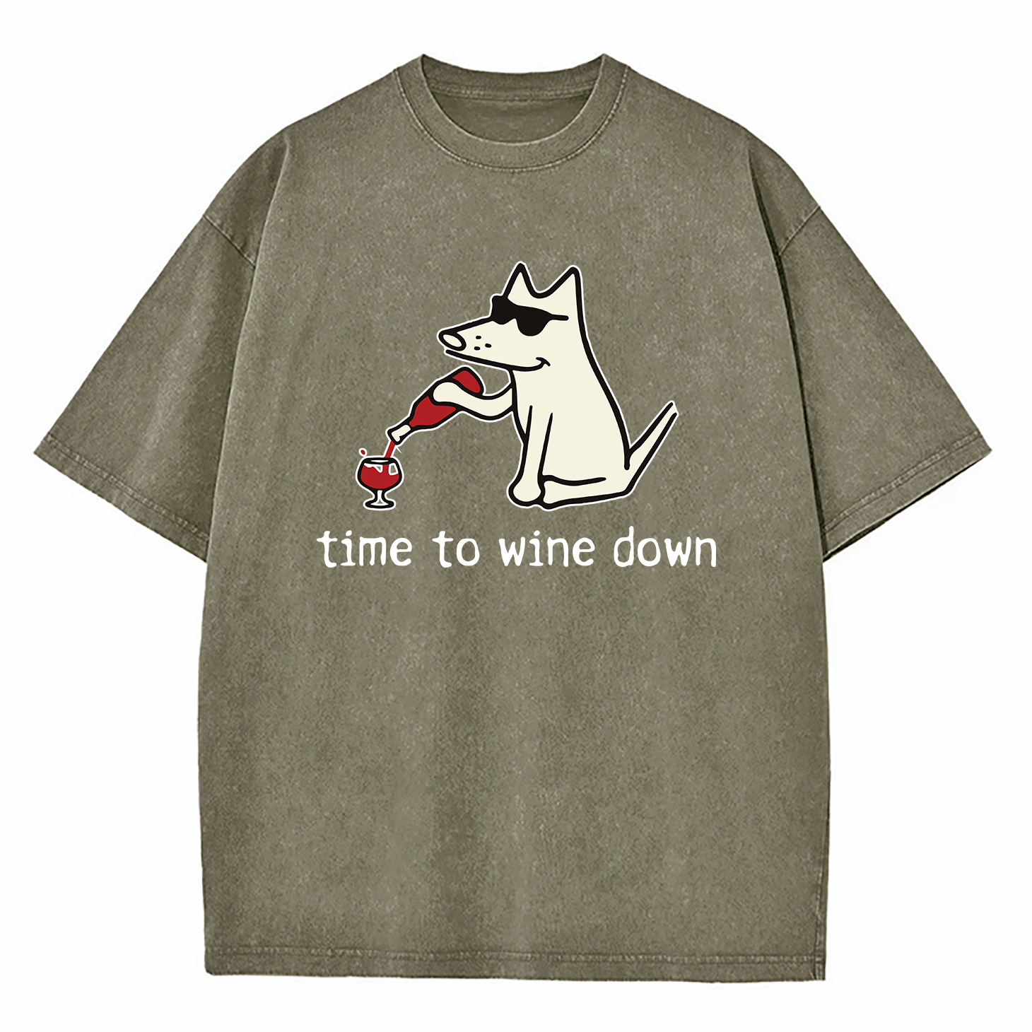 Pick Of The Litter Time To Wine Down Washed T-Shirt
