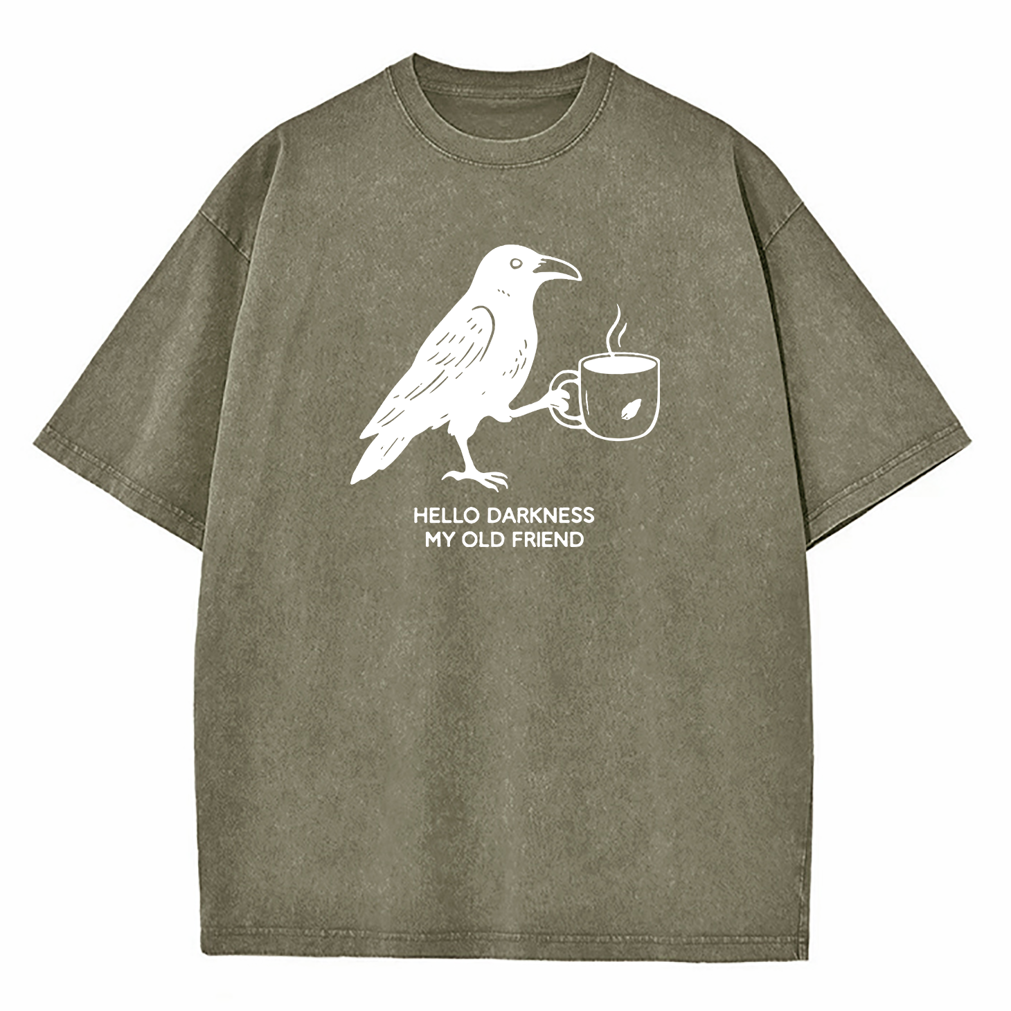 Hello Darkness My Old Friend Crow Coffee Washed T-Shirt