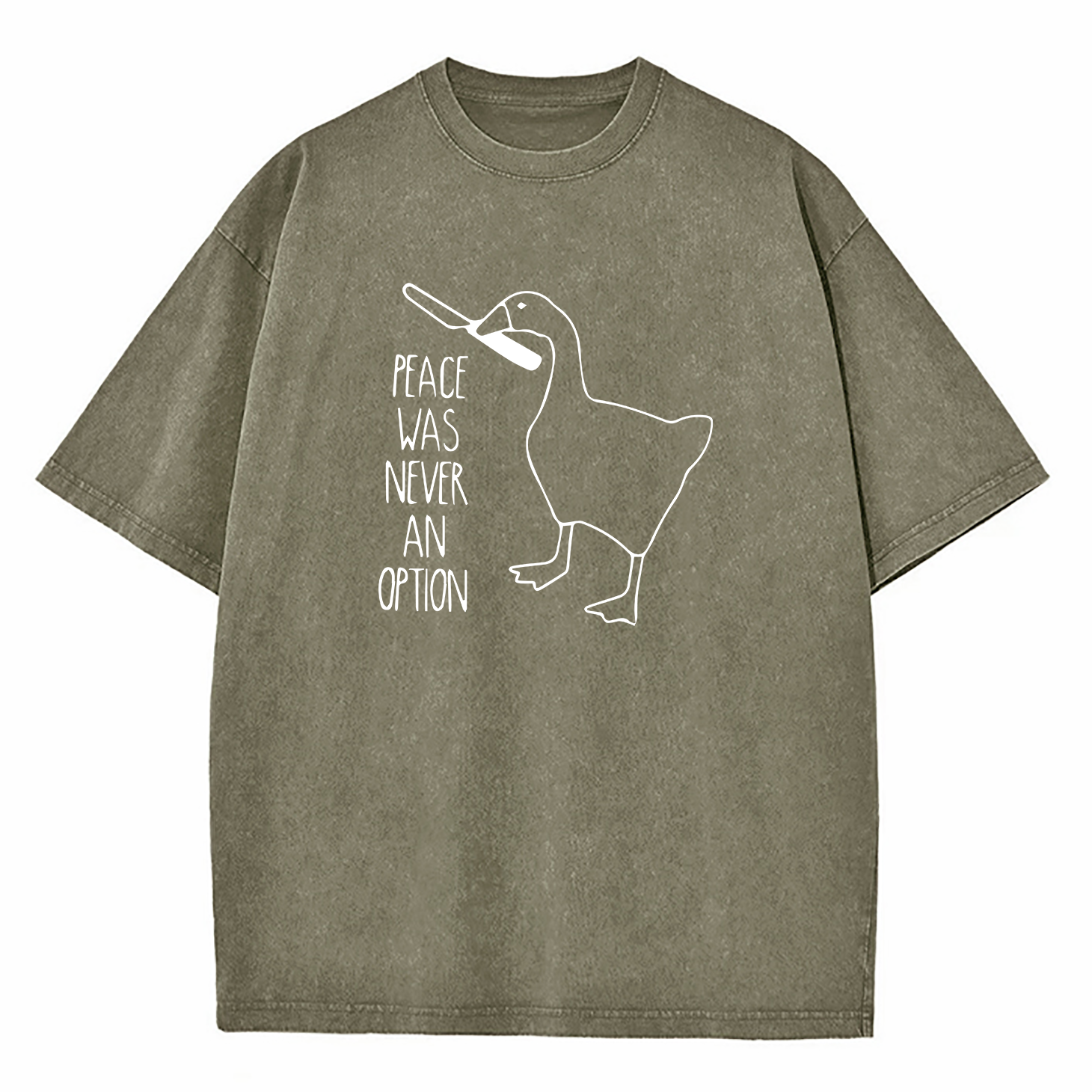 Goose Meme Peace Was Never An Option Washed T-Shirt