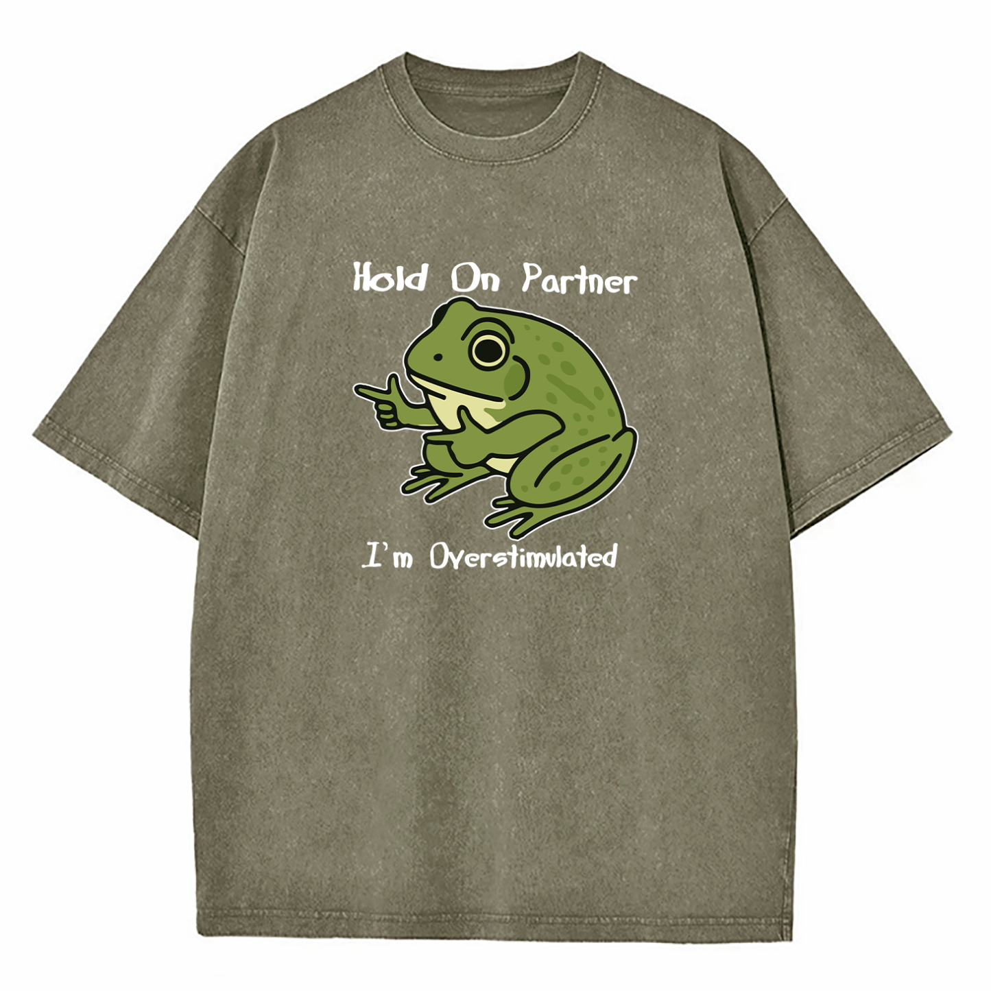 Hold On Partner I'm Overstimulated Washed T-Shirt