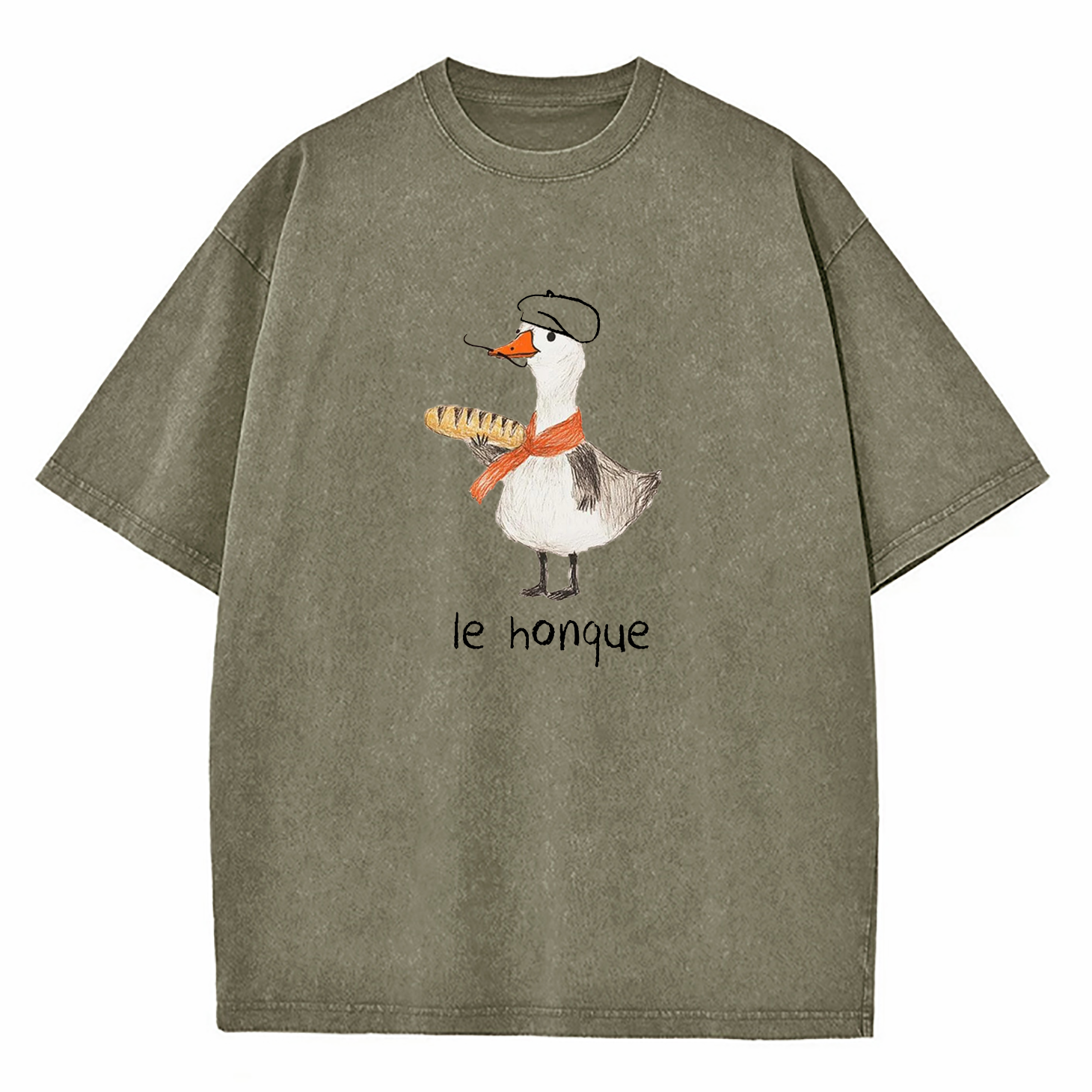 Funny French Goose Le Honque Washed T-Shirt