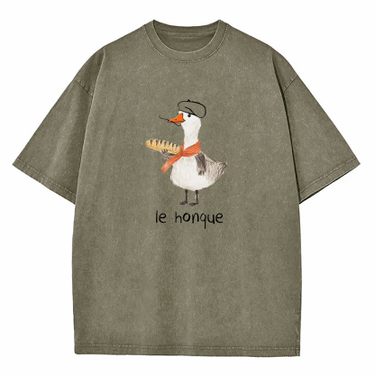 Funny French Goose Le Honque Washed T-Shirt
