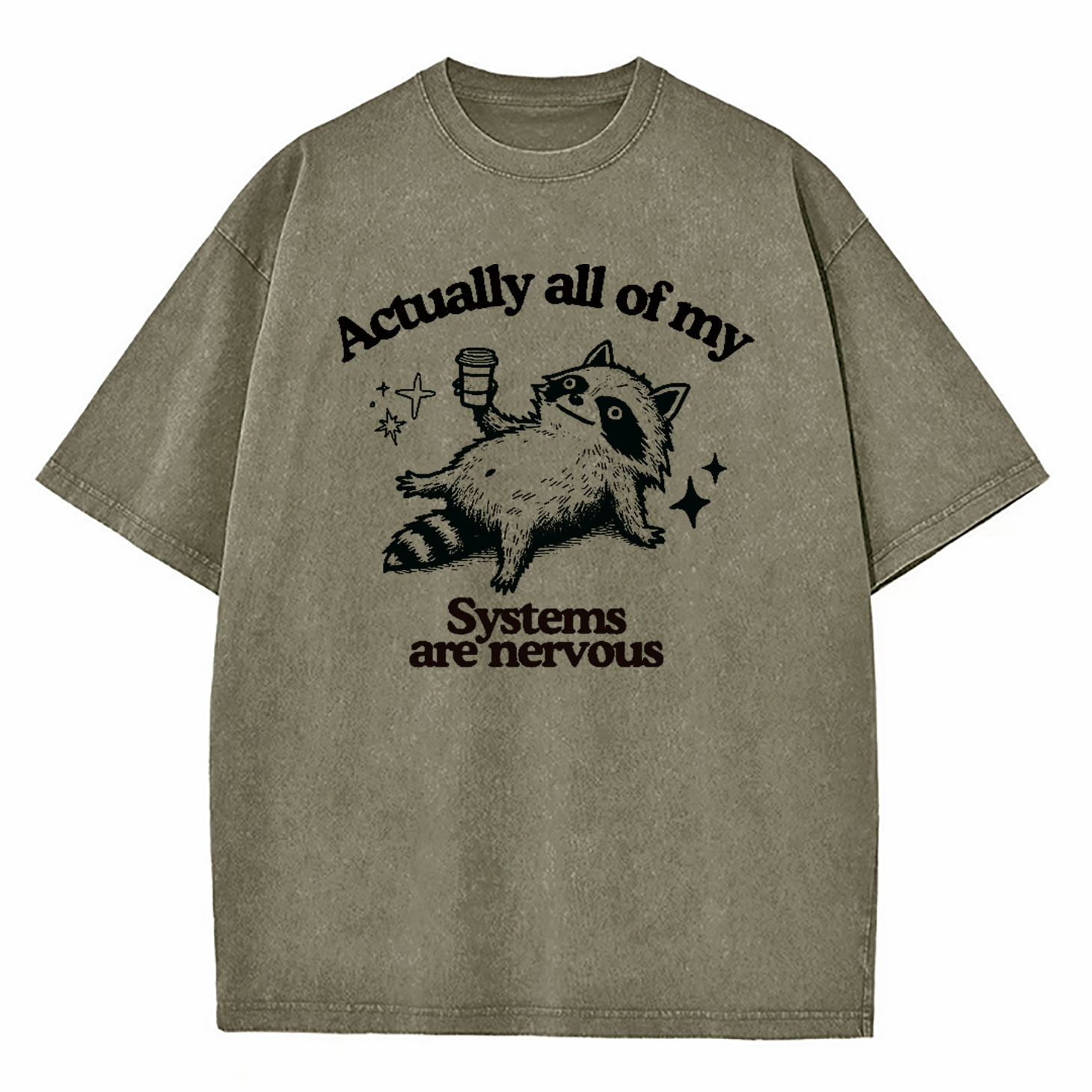 Actually All Of My Systems Are Nervous Washed T-Shirt