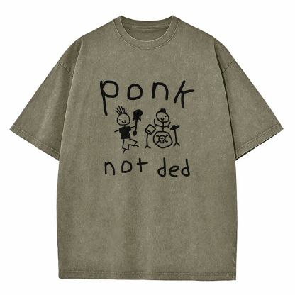 Ponk Not Ded Death Metal Funny Punk Washed T-Shirt