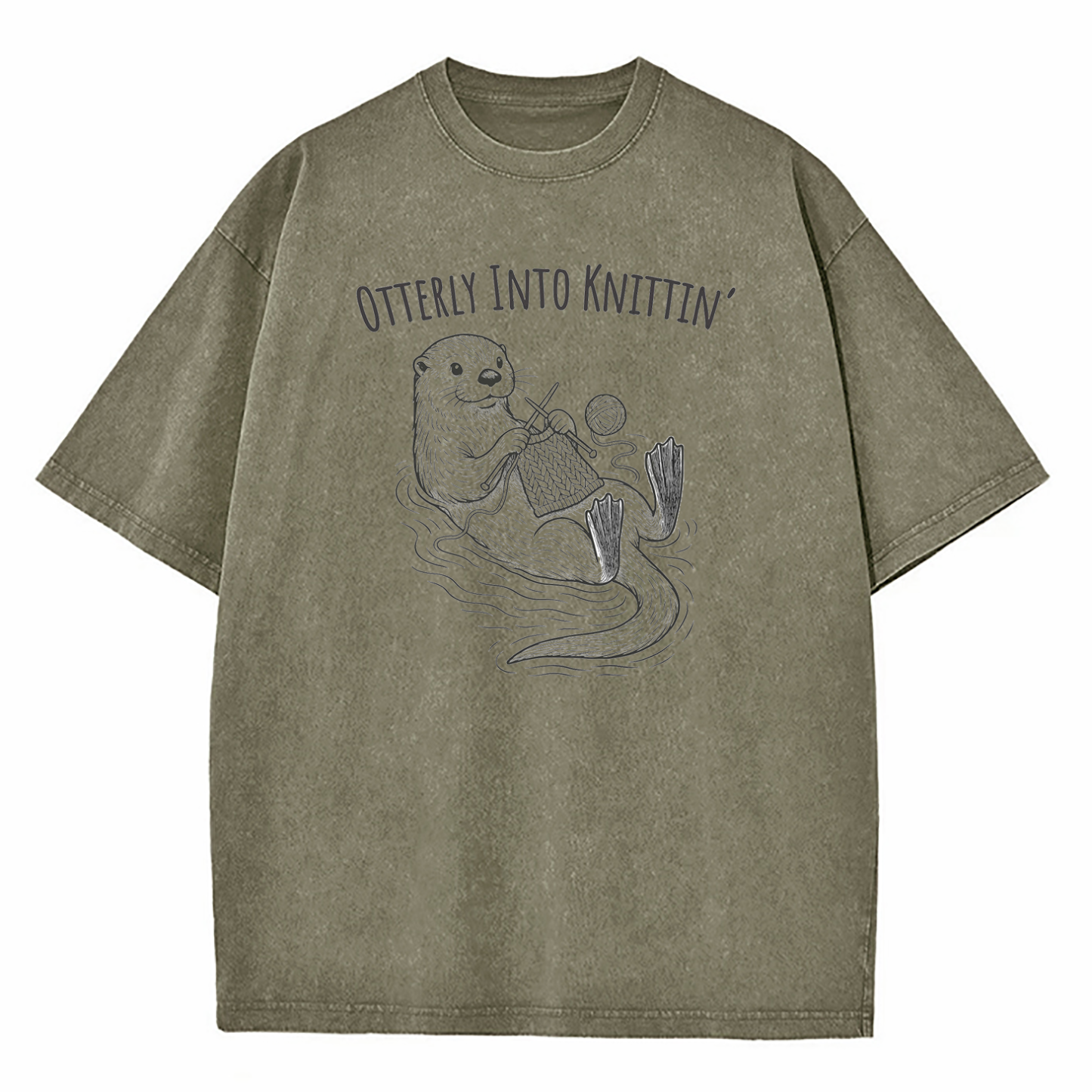 Otterly Into Knittin’ Washed T-Shirt