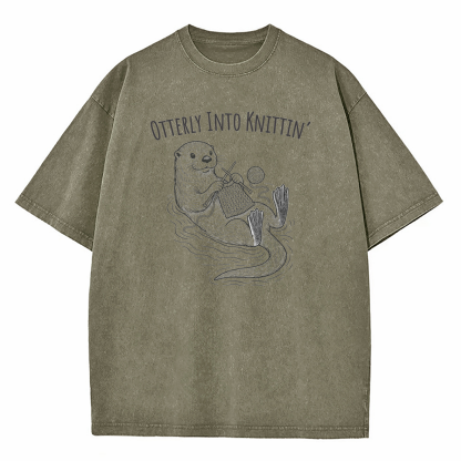 Otterly Into Knittin’ Washed T-Shirt