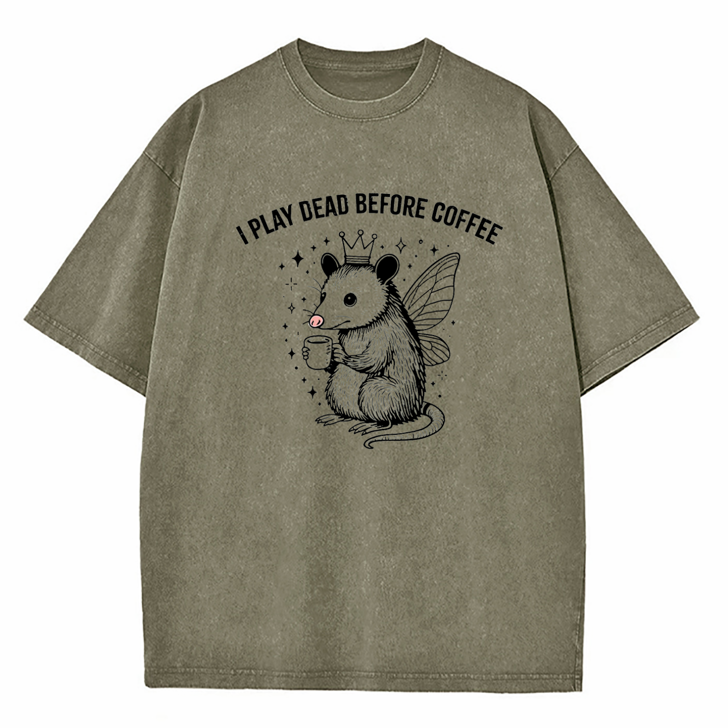 I Play Dead Before Coffee Washed T-Shirt