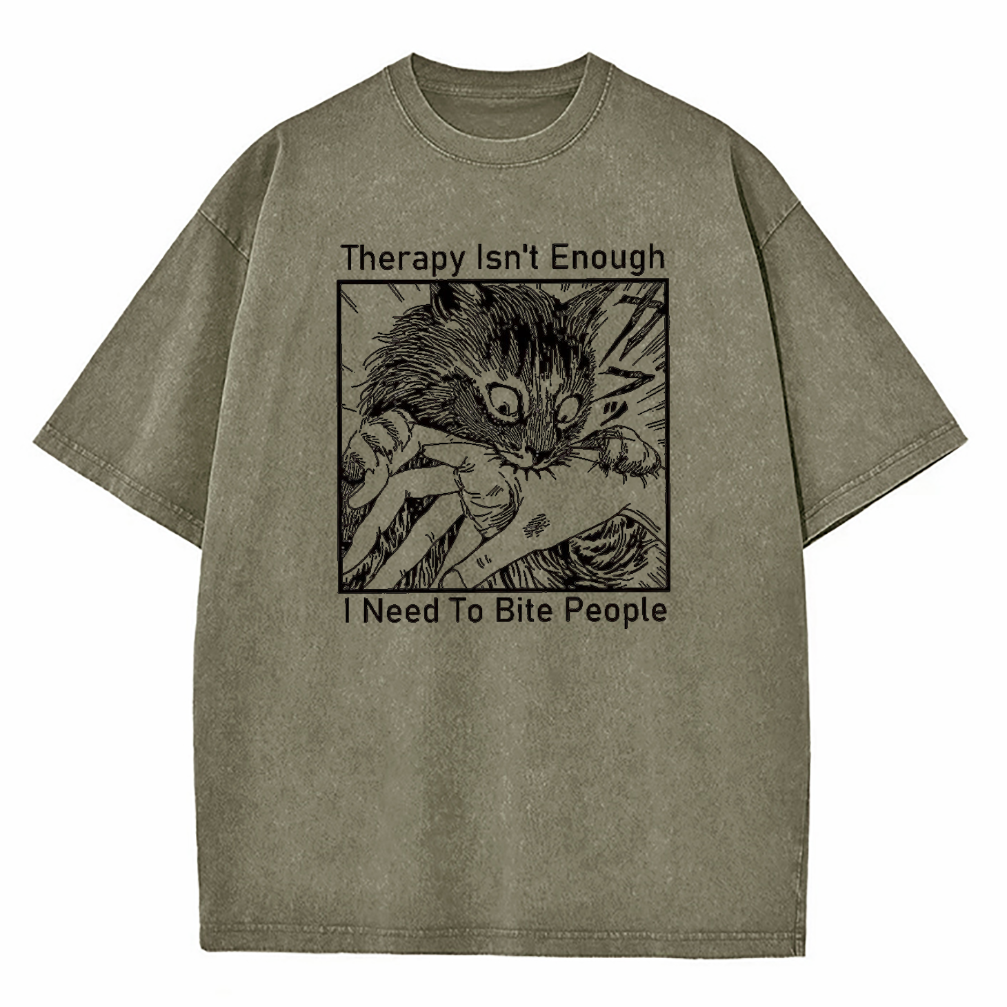 Therapy Isn't Enough I Need to Bite People Washed T-Shirt