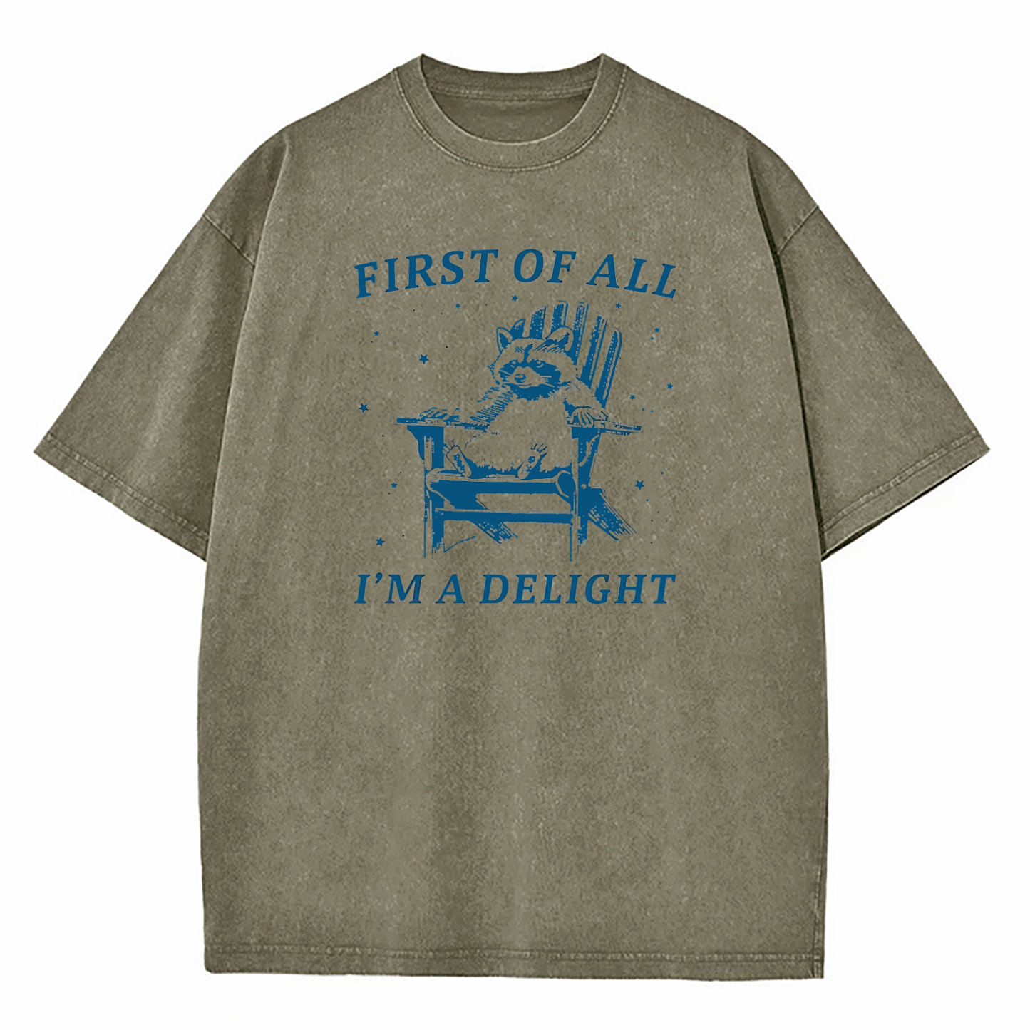 First Of All I'm A Delight Raccoon Washed T-Shirt