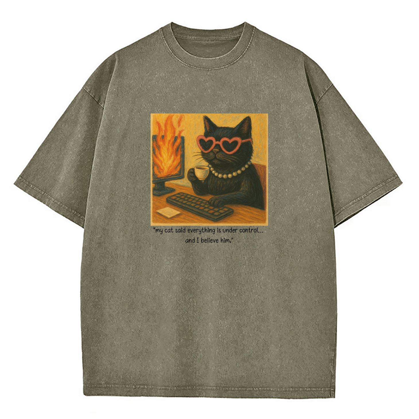 My Cat Said Everything Is Under Control Washed T-Shirt