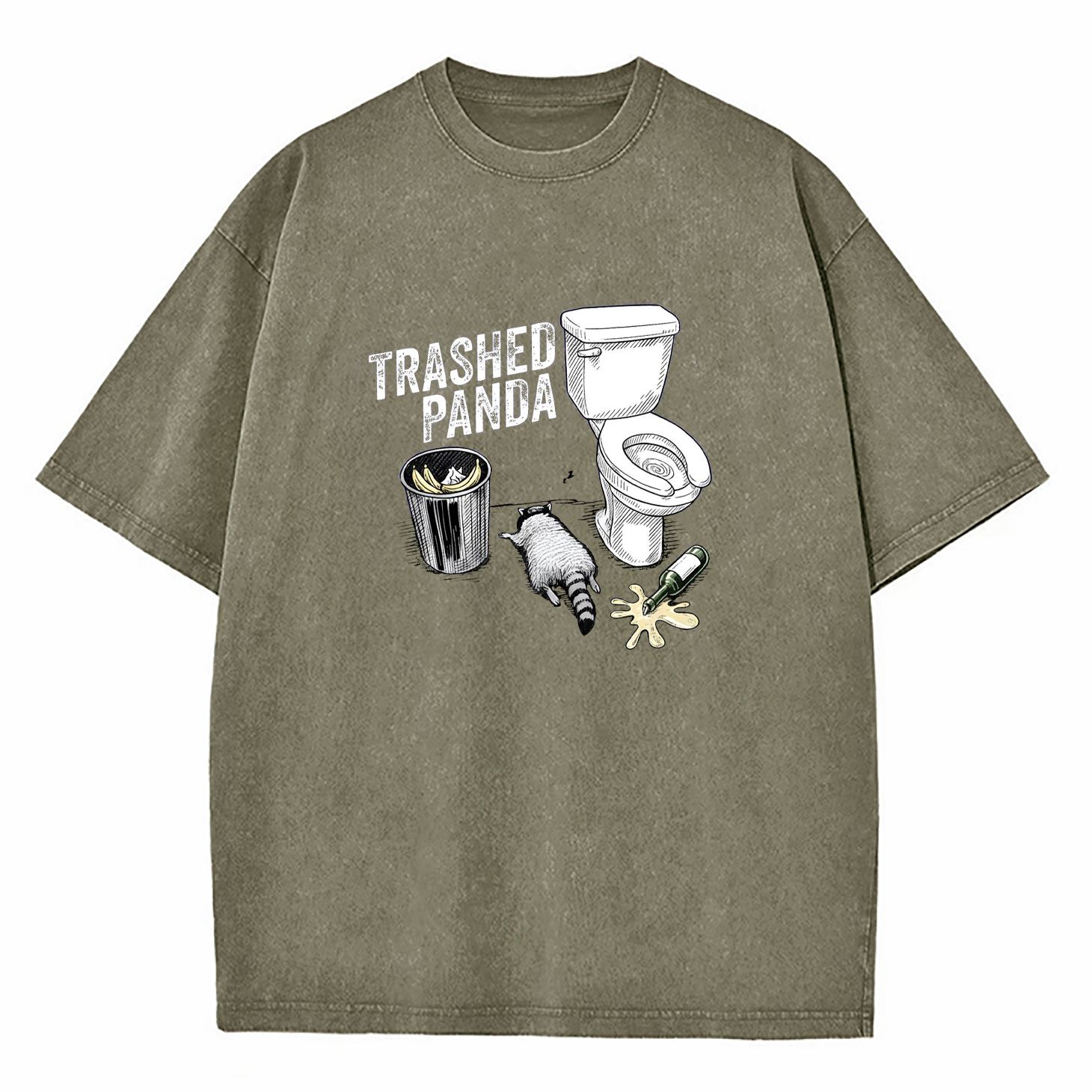 Trashed Panda Funny Drunk Raccoon Washed T-Shirt