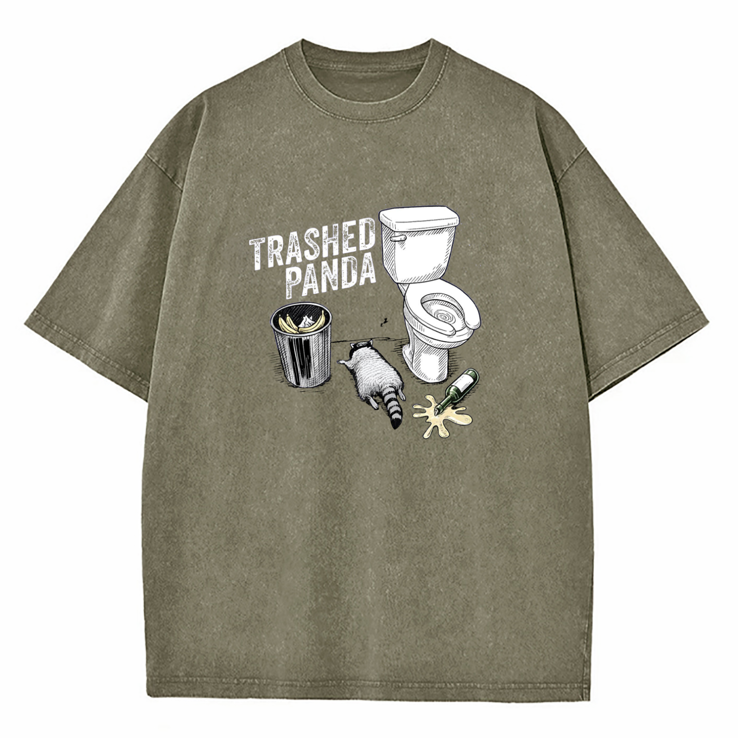 Trashed Panda Funny Drunk Raccoon Washed T-Shirt