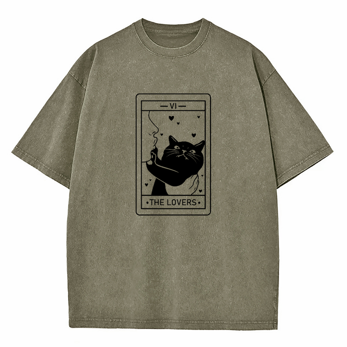 The Lovers Cat Tarot Washed T-Shirt