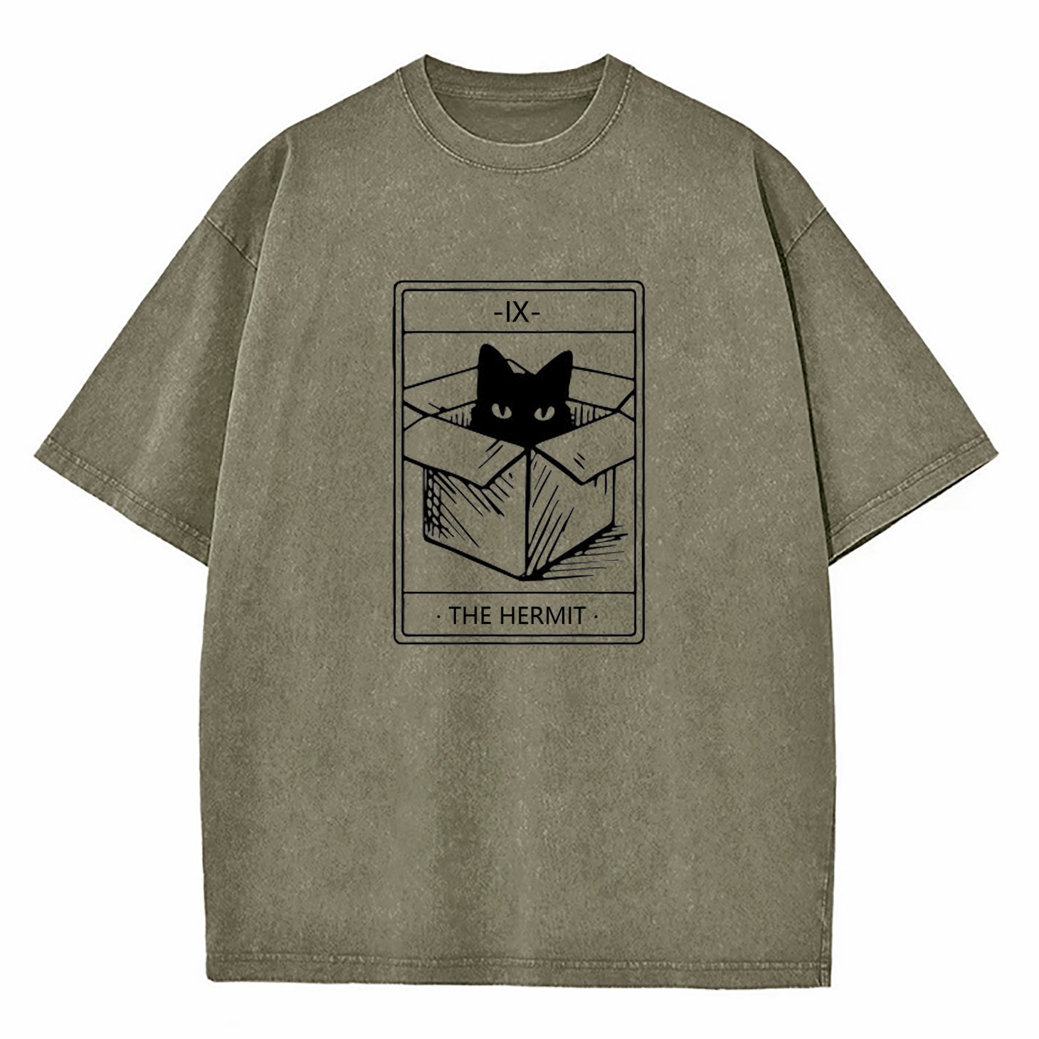 The Hermit Cat Tarot Washed T-Shirt