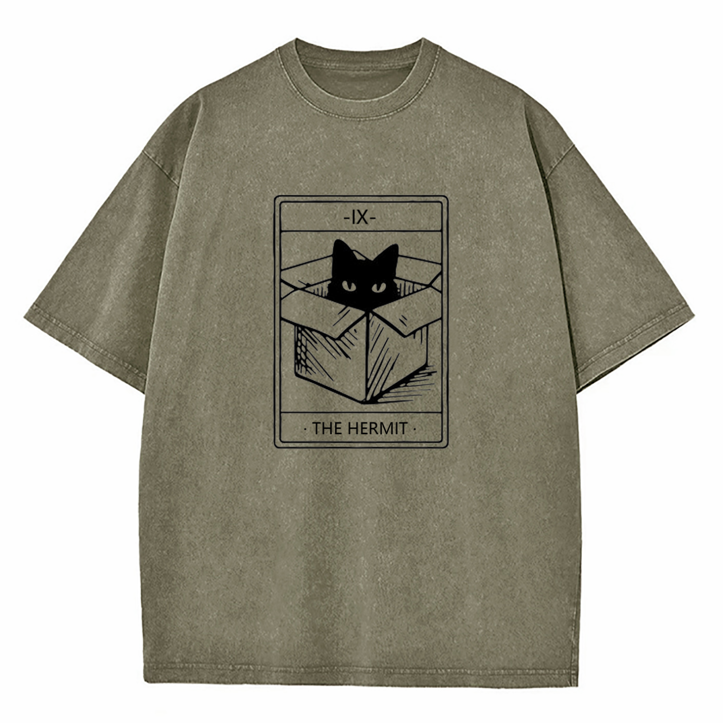 The Hermit Cat Tarot Washed T-Shirt