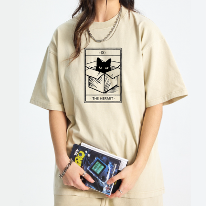 The Hermit Cat Tarot Washed T-Shirt
