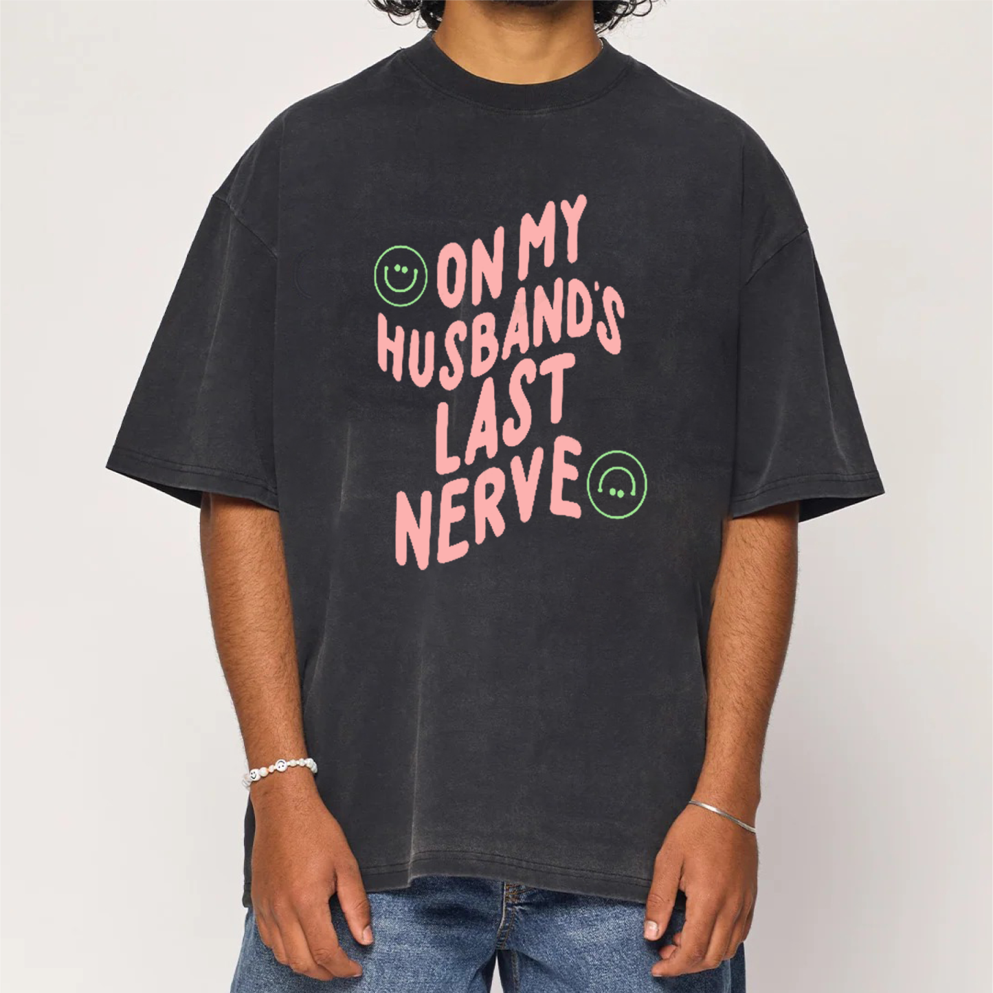 On My Husband's Last Nerve Washed T-Shirt