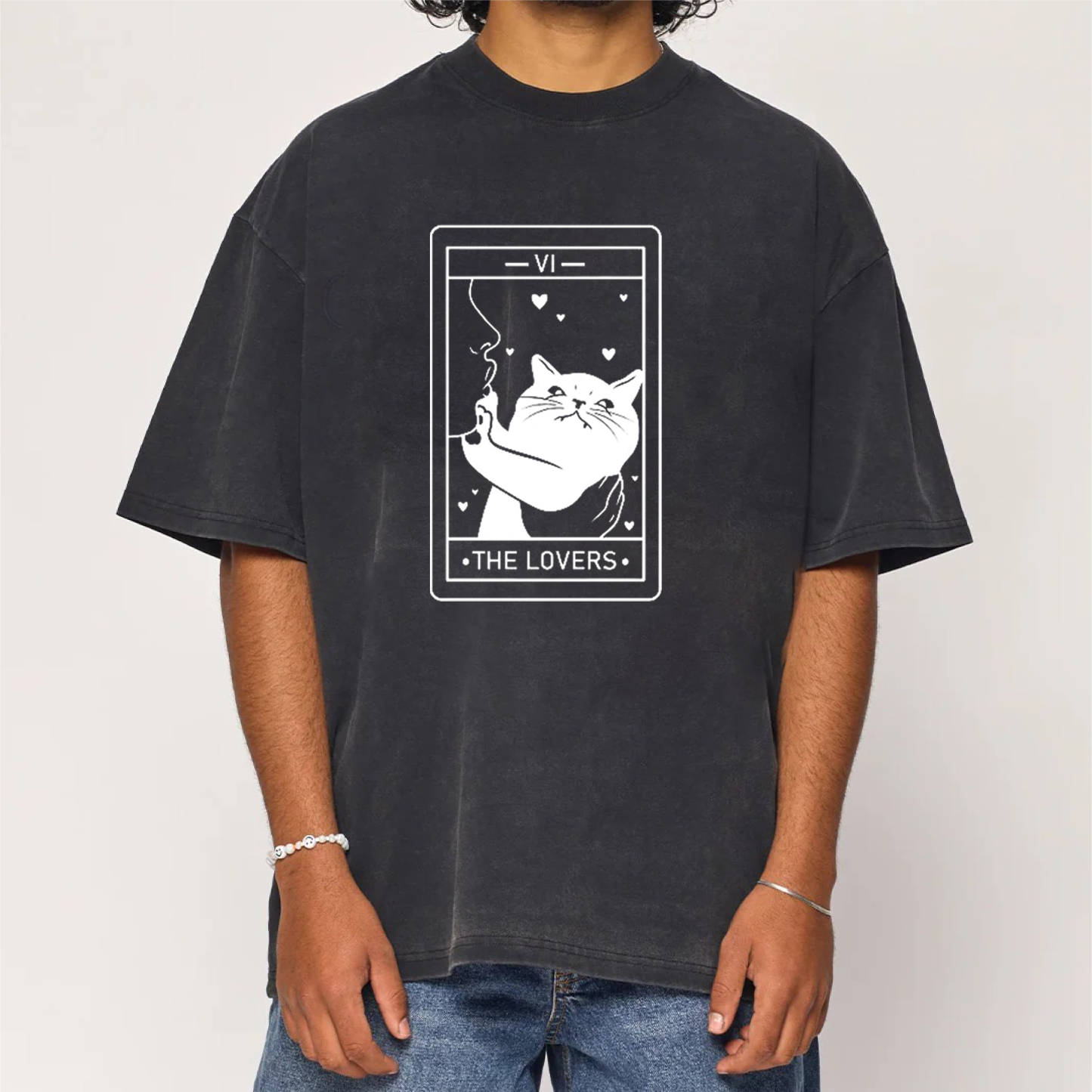 The Lovers Cat Tarot Washed T-Shirt