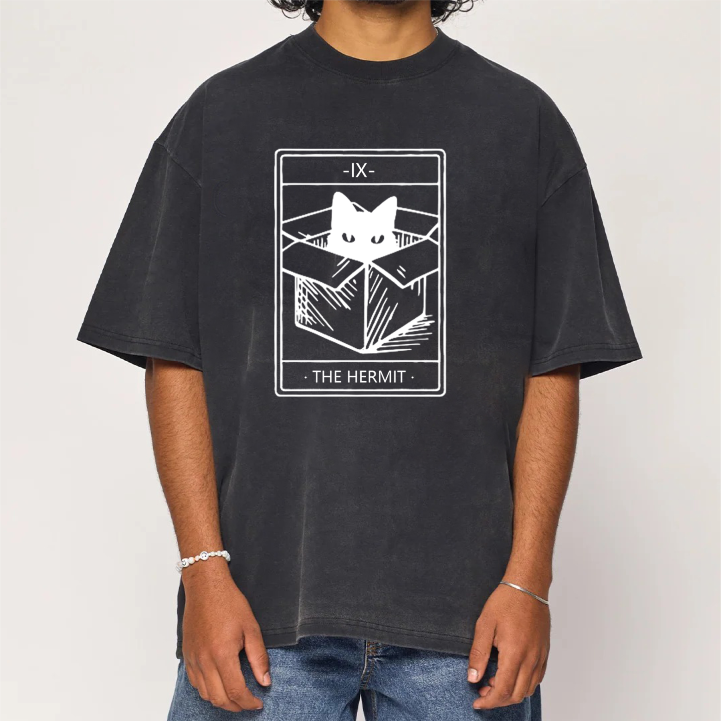 The Hermit Cat Tarot Washed T-Shirt