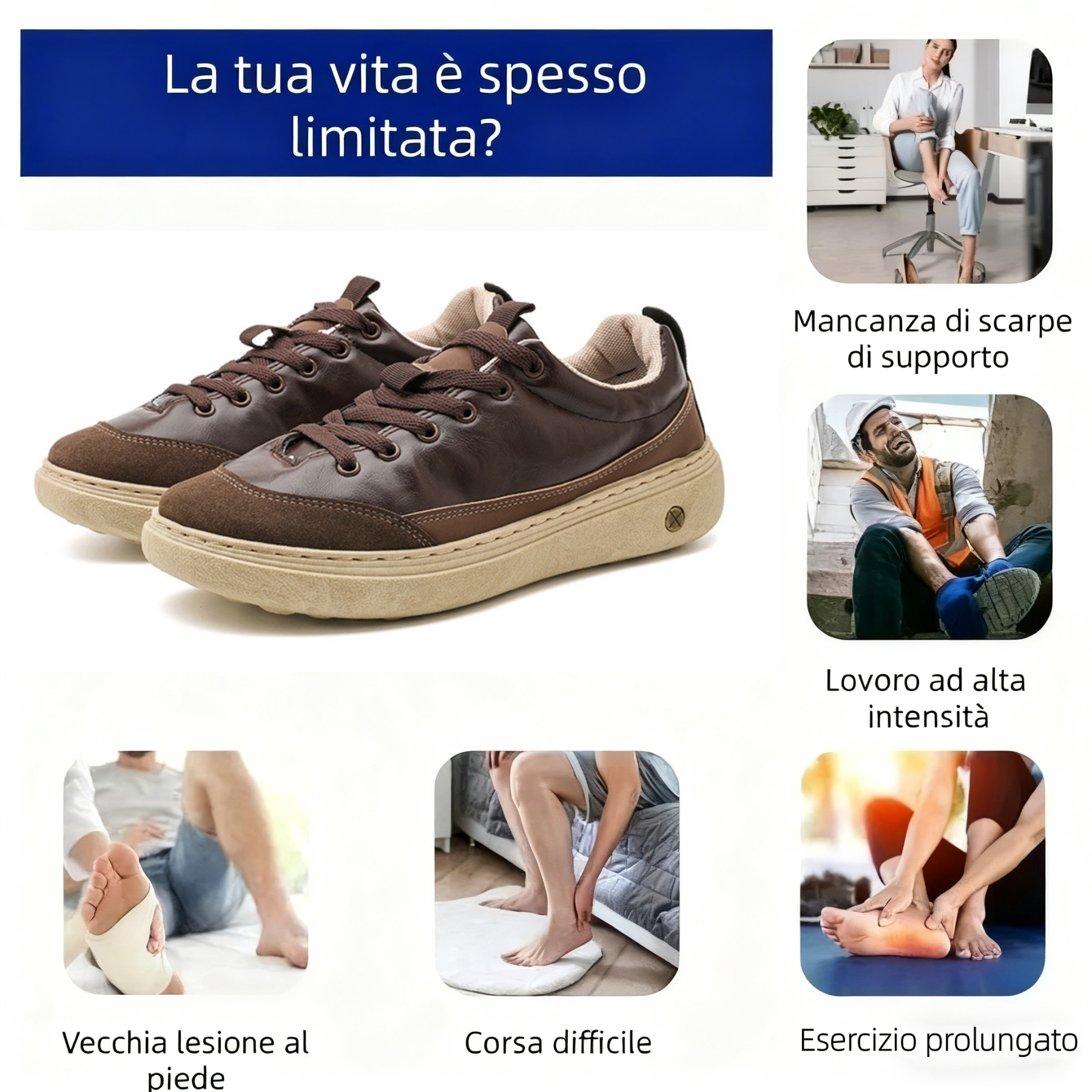 🎁Offerta a tempo limitato: 30% di sconto🔴Scarpe in pelle di alta qualità🦶Alleviano il dolore ai piedi e la fascite plantare - Impermeabili e antiscivolo✅Disponibili in diverse taglie