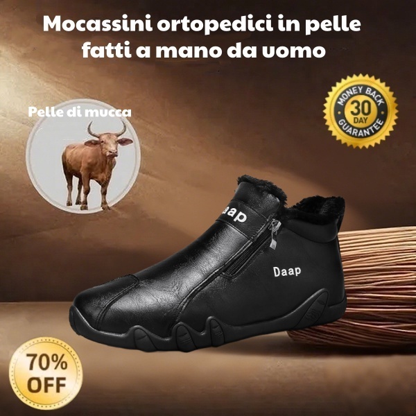 🐂 Scarpe da uomo in pelle di vitello, cucite a mano in Australia 👞 Facili da indossare e da togliere, correttive a tutto tondo ✅ Impermeabili, antiscivolo, calde e comode