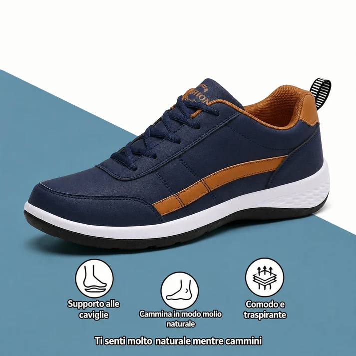 ⏰Sconto del 30% oggi, non perdete l'occasione!🔥 Scarpe sportive ultraleggere in pelle✅ Supporto per l'arco plantare - design ergonomico🔴 Impermeabili e antiscivolo