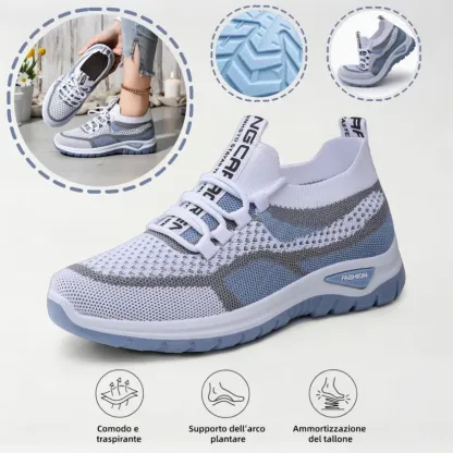 🔥 Scarpe ortopediche estive da donna in mesh — Supporto per l'arco plantare, tacco piatto, ideali per chi soffre di fascite plantare 👟 Facili, comode e senza dolore a ogni passo ✅