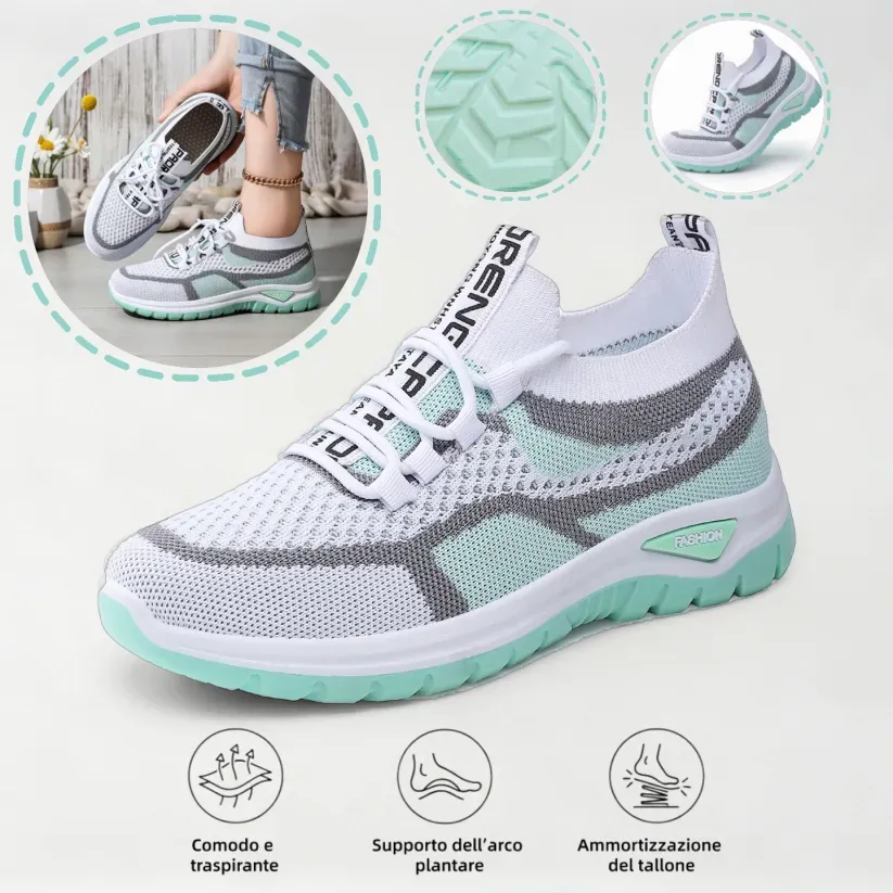 🔥 Scarpe ortopediche estive da donna in mesh — Supporto per l'arco plantare, tacco piatto, ideali per chi soffre di fascite plantare 👟 Facili, comode e senza dolore a ogni passo ✅