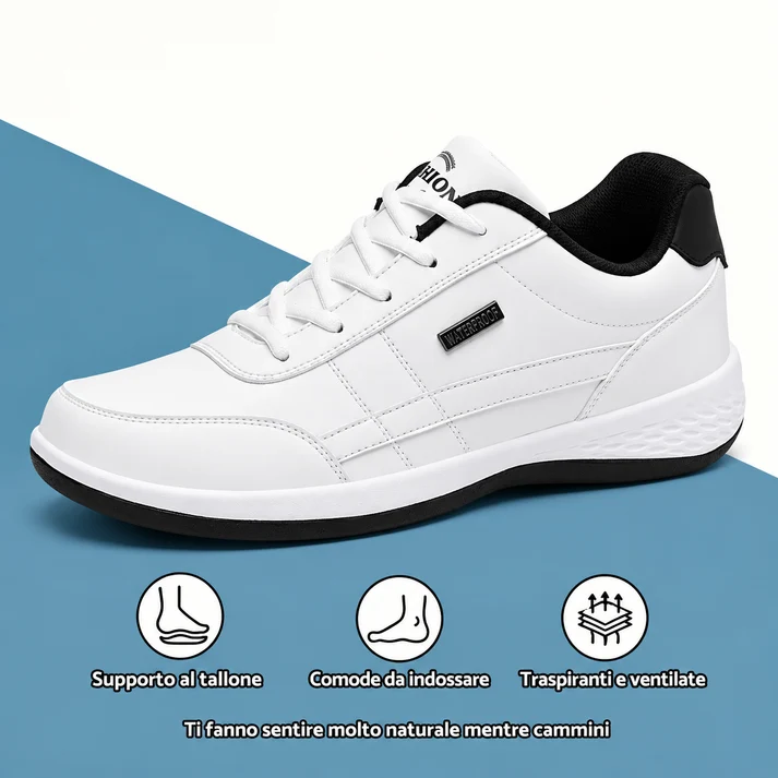 ⏰Sconto del 30% oggi, non perdete l'occasione!🔥 Scarpe sportive ultraleggere in pelle✅ Supporto per l'arco plantare - design ergonomico🔴 Impermeabili e antiscivolo
