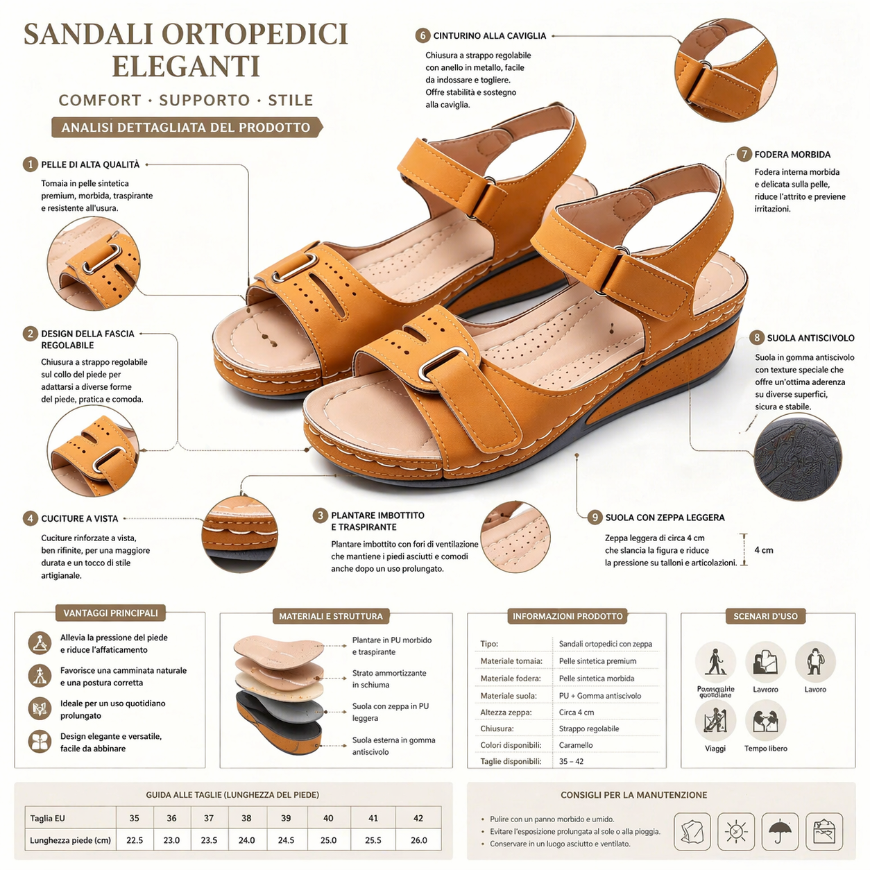 🎁Offerta a tempo limitato: 30% di sconto 🔴 Sandali da passeggio regolabili con tallone aperto 🦶 Eleganti e confortevoli per i problemi ai piedi ✅ Disponibili in diverse taglie