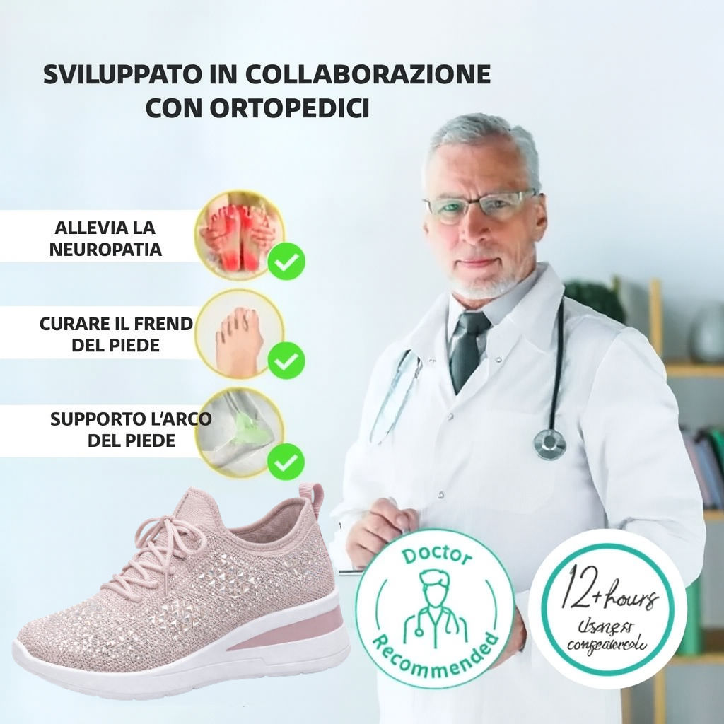 🔥 Scarpe ortopediche estive da donna in mesh — Supporto per l'arco plantare, tacco piatto — Ideali per chi soffre di fascite plantare — Facili, comode e senza dolore a ogni passo ✅