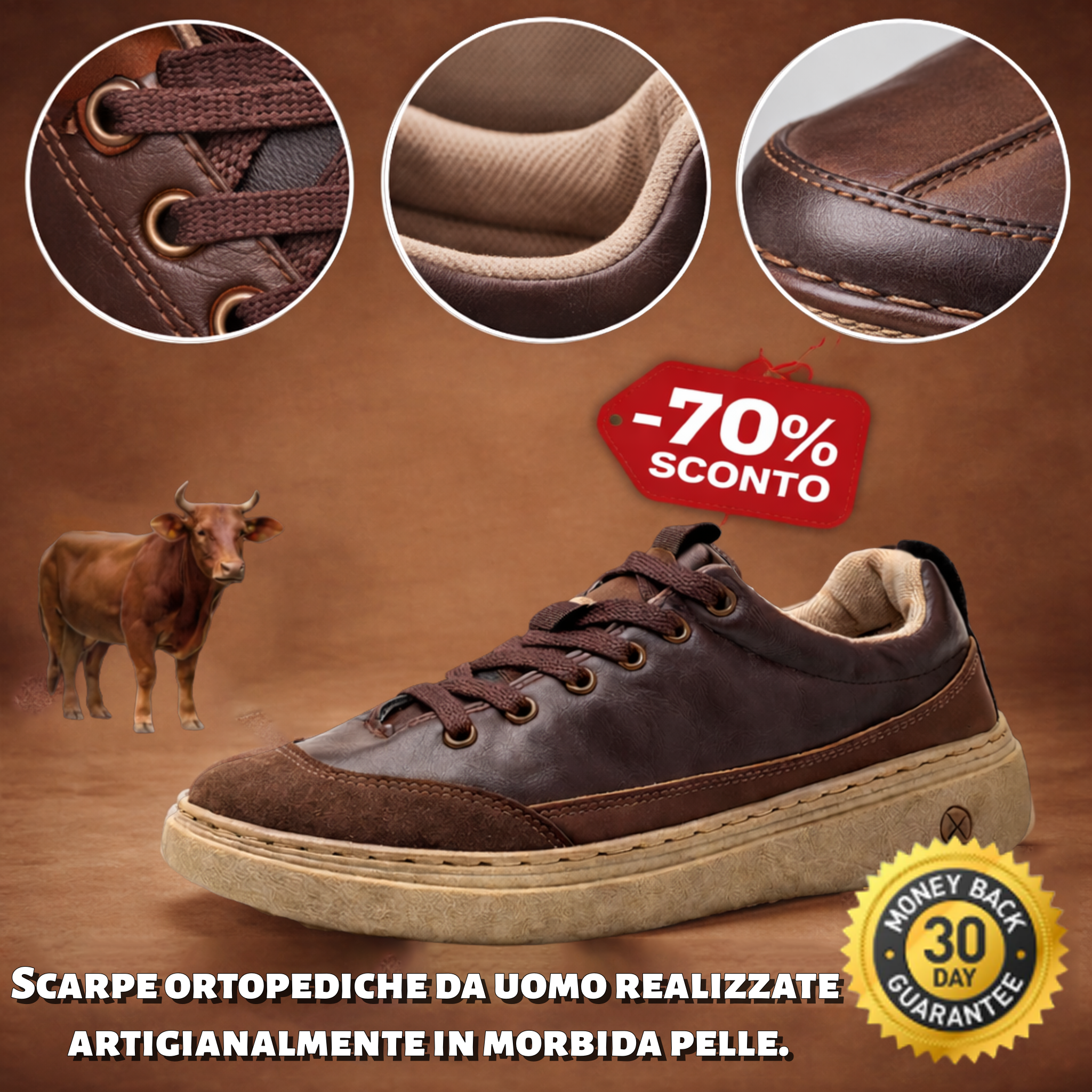 🎁Offerta a tempo limitato: 30% di sconto🔴Scarpe in pelle di alta qualità🦶Alleviano il dolore ai piedi e la fascite plantare - Impermeabili e antiscivolo✅Disponibili in diverse taglie