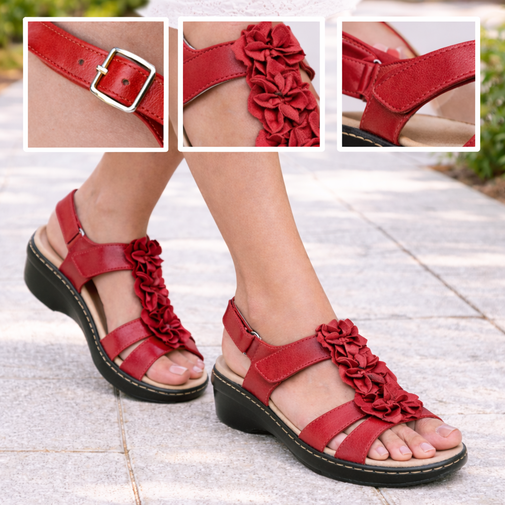 👡Sandali con zeppa floreale da donna✅ Sandali con plateau e chiusura in velcro, comodi, traspiranti, sandali estivi casual per passeggiate👣