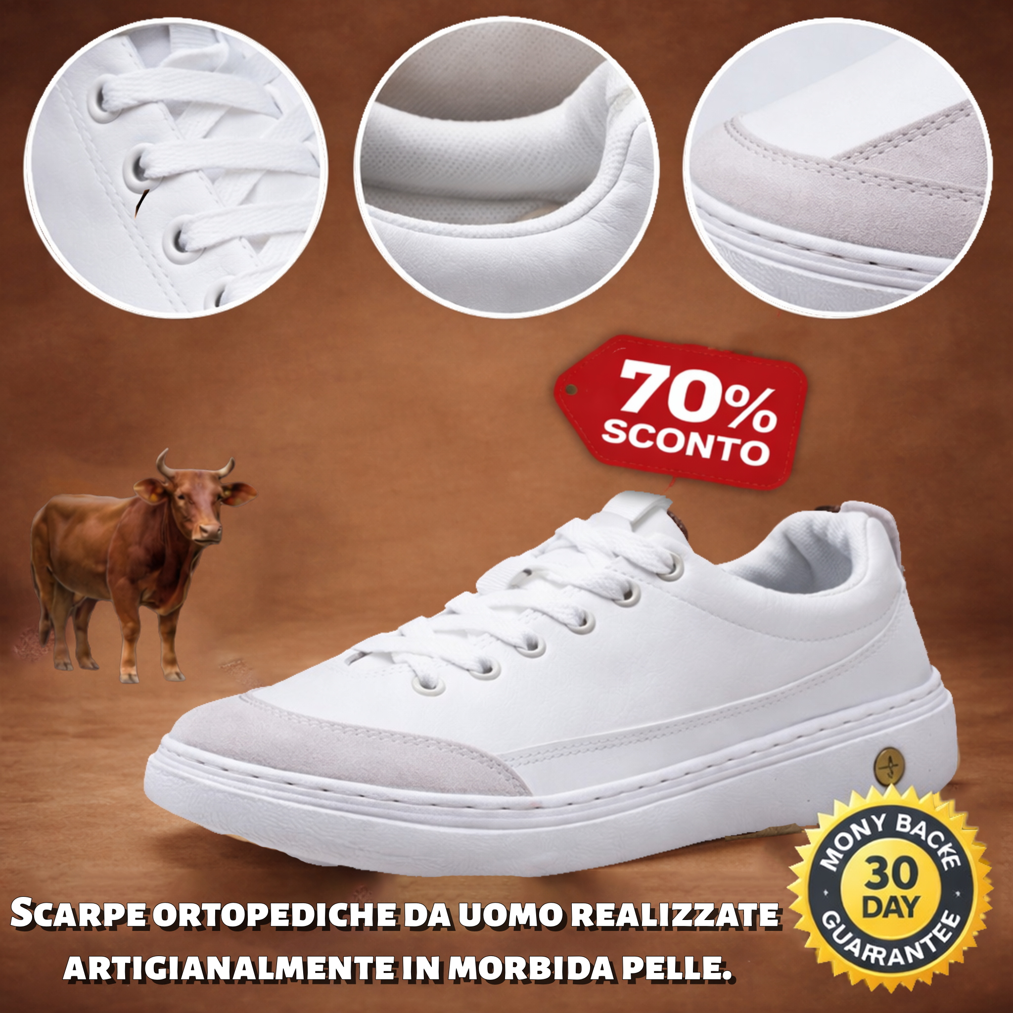 🎁Offerta a tempo limitato: 30% di sconto🔴Scarpe in pelle di alta qualità🦶Alleviano il dolore ai piedi e la fascite plantare - Impermeabili e antiscivolo✅Disponibili in diverse taglie