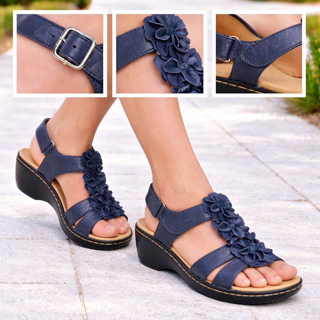 👡Sandali con zeppa floreale da donna✅ Sandali con plateau e chiusura in velcro, comodi, traspiranti, sandali estivi casual per passeggiate👣