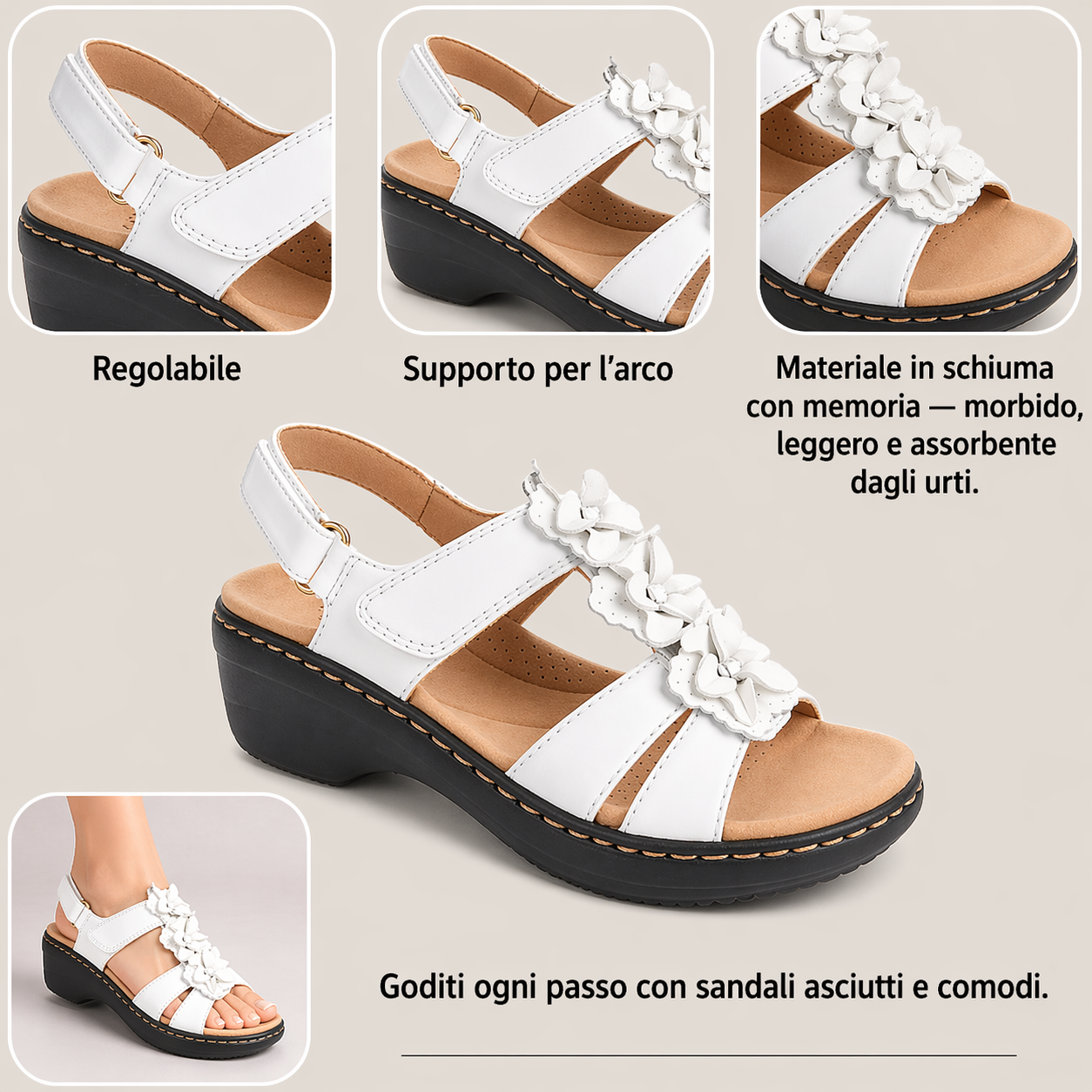 🔥 Sandali ortopedici estivi da donna — Supporto per l'arco plantare, tacco piatto — Ideali per chi soffre di fascite plantare — Facili, comodi e senza dolore a ogni passo ✅