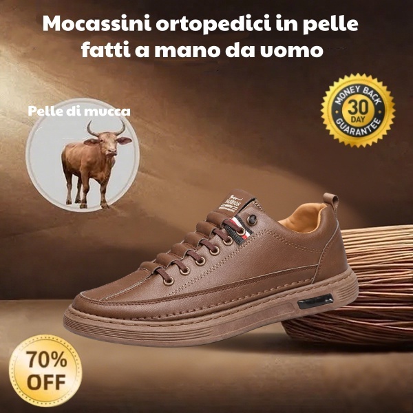 ⏰Comprane uno, prendine un altro gratis!🔥 Scarpe ortopediche da uomo, realizzate a mano con vera pelle bovina australiana🐂 con supporto plantare✅Tutte le taglie disponibili