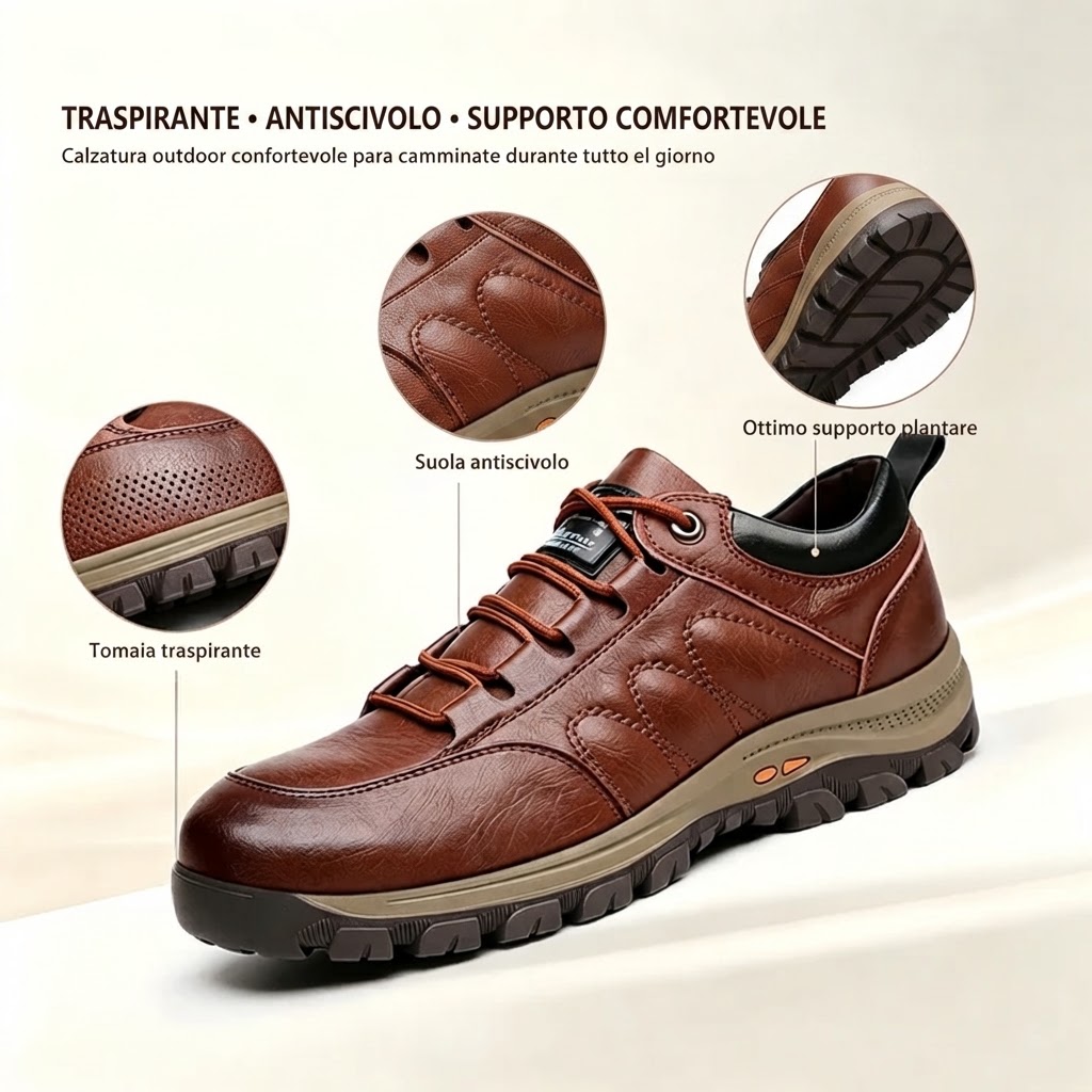 ⏰Ultimo giorno! Sconto del 30%!✅ Comode scarpe in vera pelle con supporto plantare per alleviare il dolore - Design ergonomico 🔴 Realizzate a mano - Impermeabili e antiscivolo