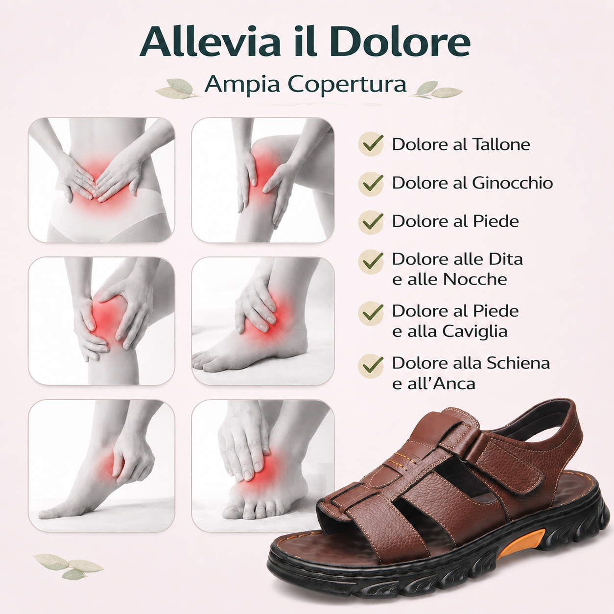⏰Ultimo giorno! Sconto del 30% - Non perdete l'occasione! ✅ Comodi sandali in pelle con supporto plantare per alleviare il dolore - design ergonomico.