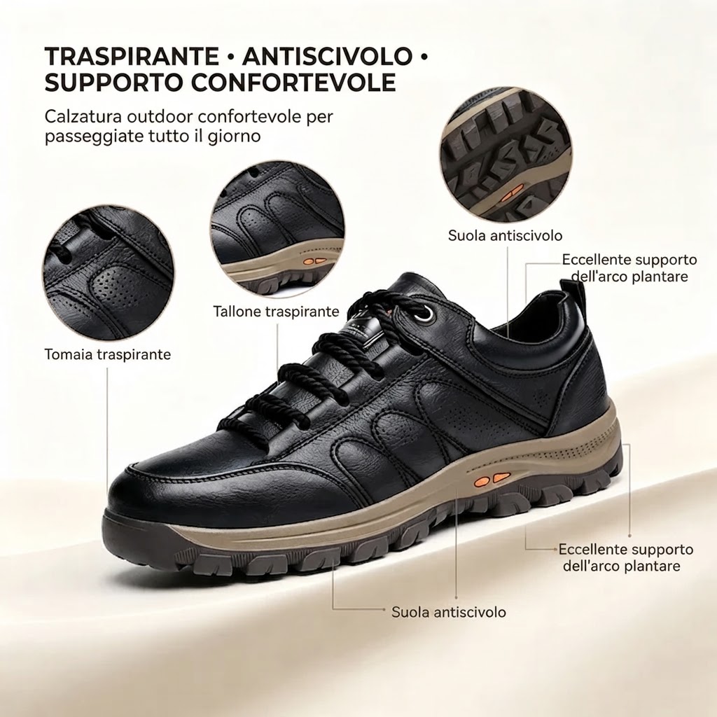 ⏰Ultimo giorno! Sconto del 30%!✅ Comode scarpe in vera pelle con supporto plantare per alleviare il dolore - Design ergonomico 🔴 Realizzate a mano - Impermeabili e antiscivolo