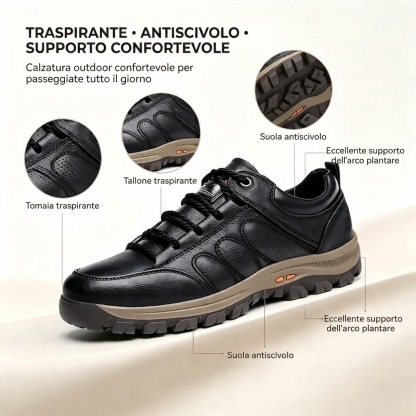 ⏰Ultimo giorno! Sconto del 30%!✅ Comode scarpe in vera pelle con supporto plantare per alleviare il dolore - Design ergonomico 🔴 Realizzate a mano - Impermeabili e antiscivolo