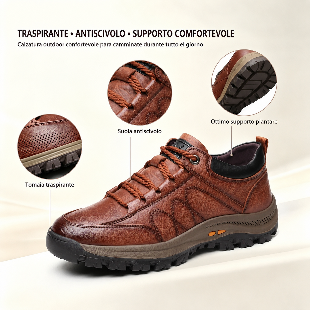 ⏰Ultimo giorno! Sconto del 30%!✅ Comode scarpe in vera pelle con supporto plantare per alleviare il dolore - Design ergonomico 🔴 Realizzate a mano - Impermeabili e antiscivolo