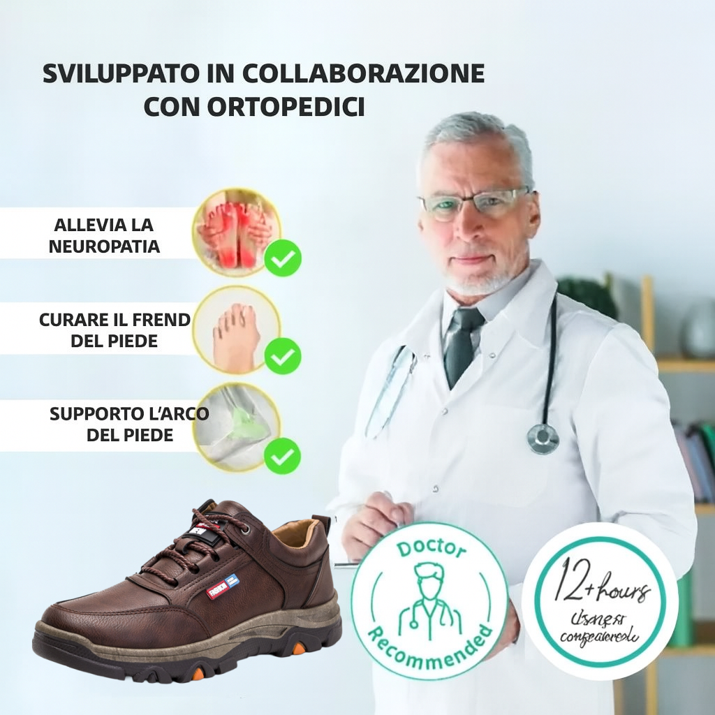 【⏰Sconto del 30% oggi - Scade presto】Scarpe ortopediche dal design ergonomico - Pelle di alta qualità + Cucite a mano ✅ Calzata comoda, impermeabili e antiscivolo👞