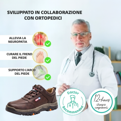 【⏰Sconto del 30% oggi - Scade presto】Scarpe ortopediche dal design ergonomico - Pelle di alta qualità + Cucite a mano ✅ Calzata comoda, impermeabili e antiscivolo👞