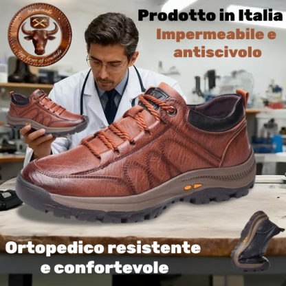 🐂【Correzione intelligente del piede tramite IA】Pelle di alta qualità + cuciture a mano ✅Un must per gli uomini